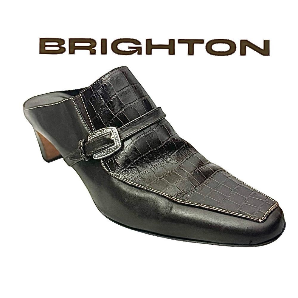 BRIGHTON Brown Tiana Leather Mules Dress Shoes Heels Slides 8 M Womens Used